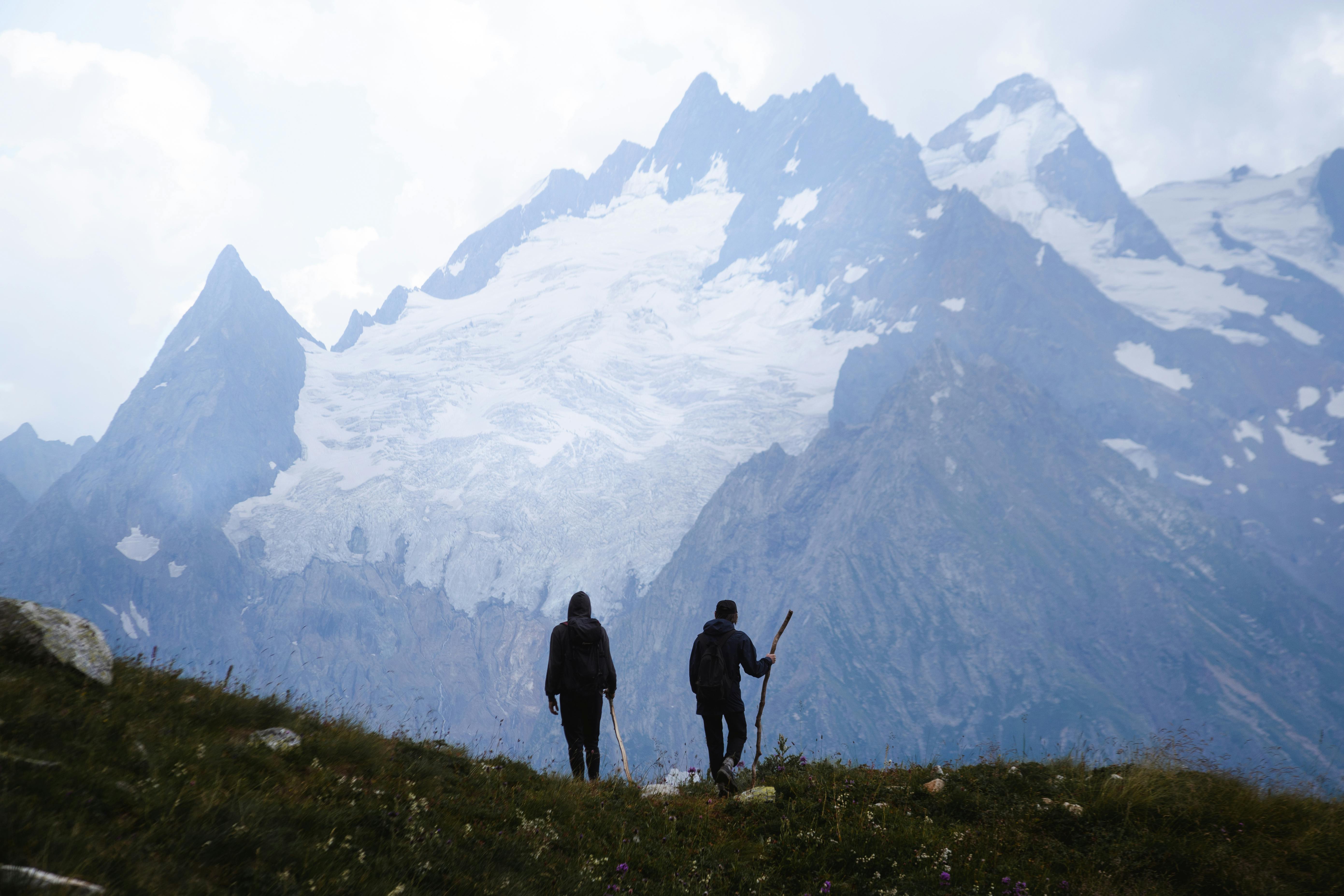 Hikers on Mont Blanc Trail